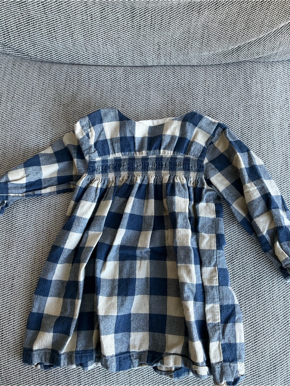 Petit Bateau Blue and White Checked Cotton Dress